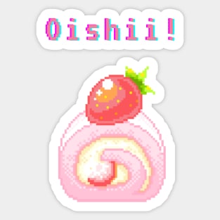 Kawaii Pixel Oishii Dream Dessert ( strawberry & Cream Cakee Roll) Sticker